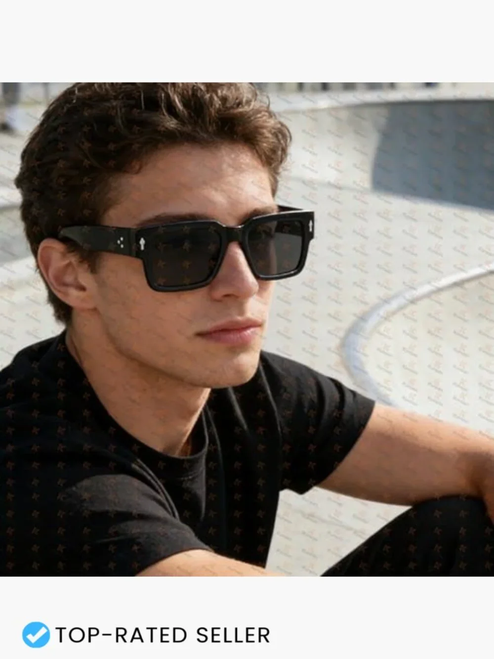 Square Thick Frame Sunglasses Retro UV400 Protection Unisex Trendy